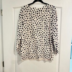 LOFT White Polka Dot Cotton Sweater – Size L
